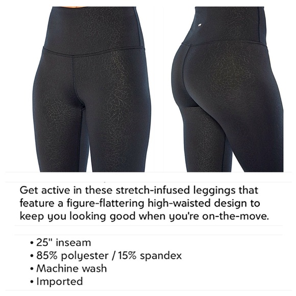 NWT MARIKA COMPRESSION HIGH RISE LEGGING 25” M Black “Contender” Floral Embossed - Picture 5 of 10